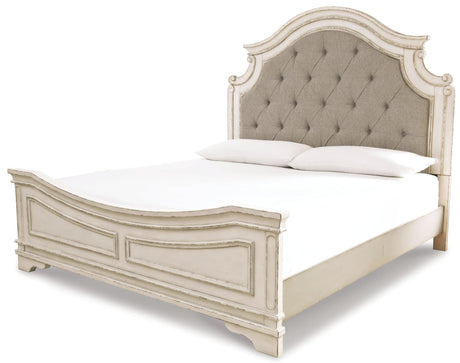 Realyn Chipped White Upholstered Panel Bedroom Set - Ella Furniture