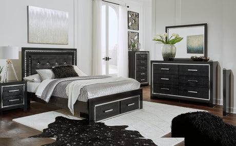 Kaydell Black Panel Storage Bedroom Set - Ella Furniture