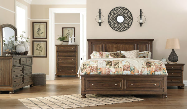Flynnter Medium Brown Panel Bedroom Set - Ella Furniture