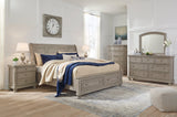 Lettner Light Gray Sleigh 2 Storage Bedroom Set - Ella Furniture