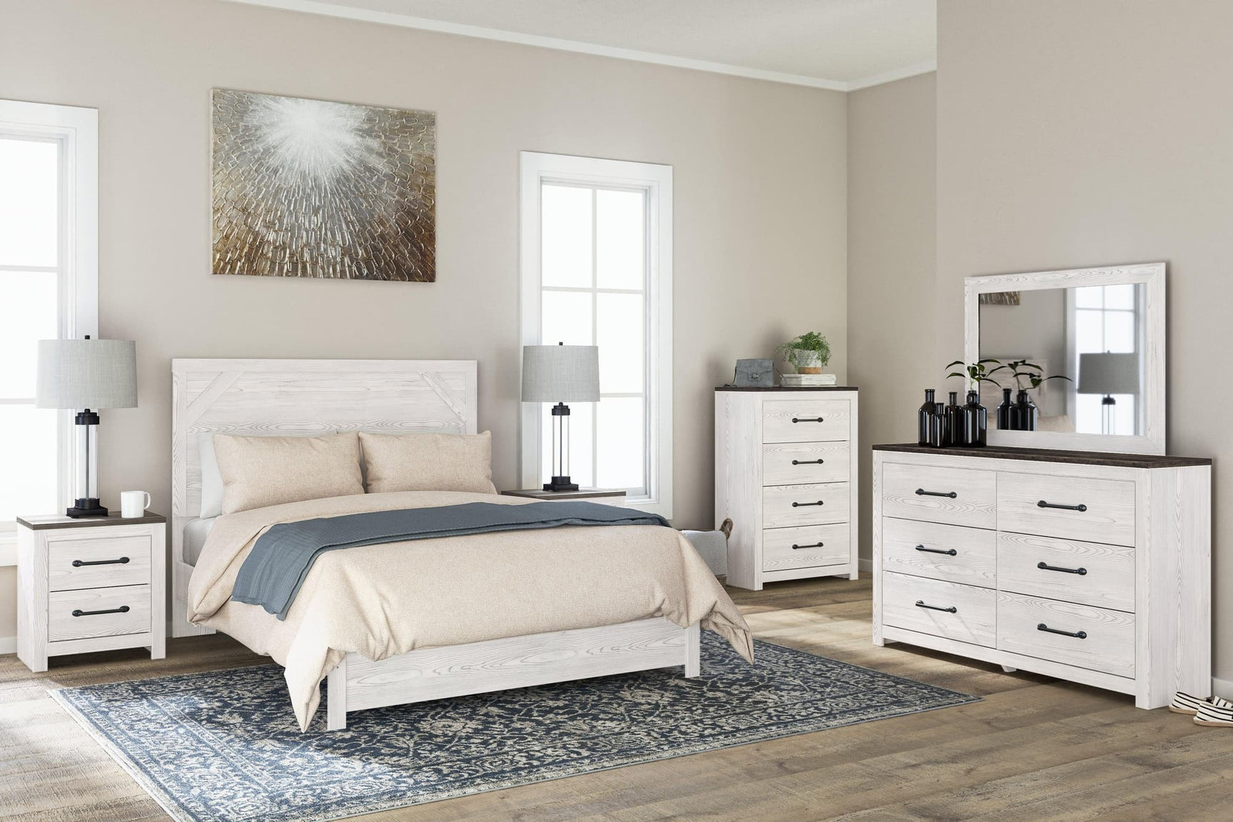 Gerridan White/Gray Panel Bedroom Set - Ella Furniture