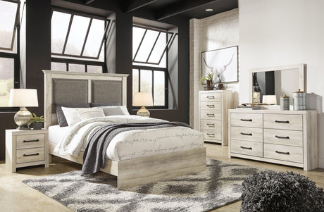 Cambeck Whitewash Upholstered Panel Bedroom Set - Ella Furniture