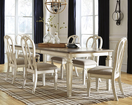Realyn Chipped White Rectangular Dining Room Set - Ella Furniture