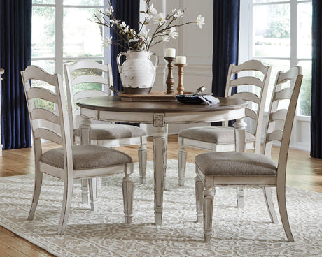 Realyn Chipped White Oval Dining Room Set - Ella Furniture