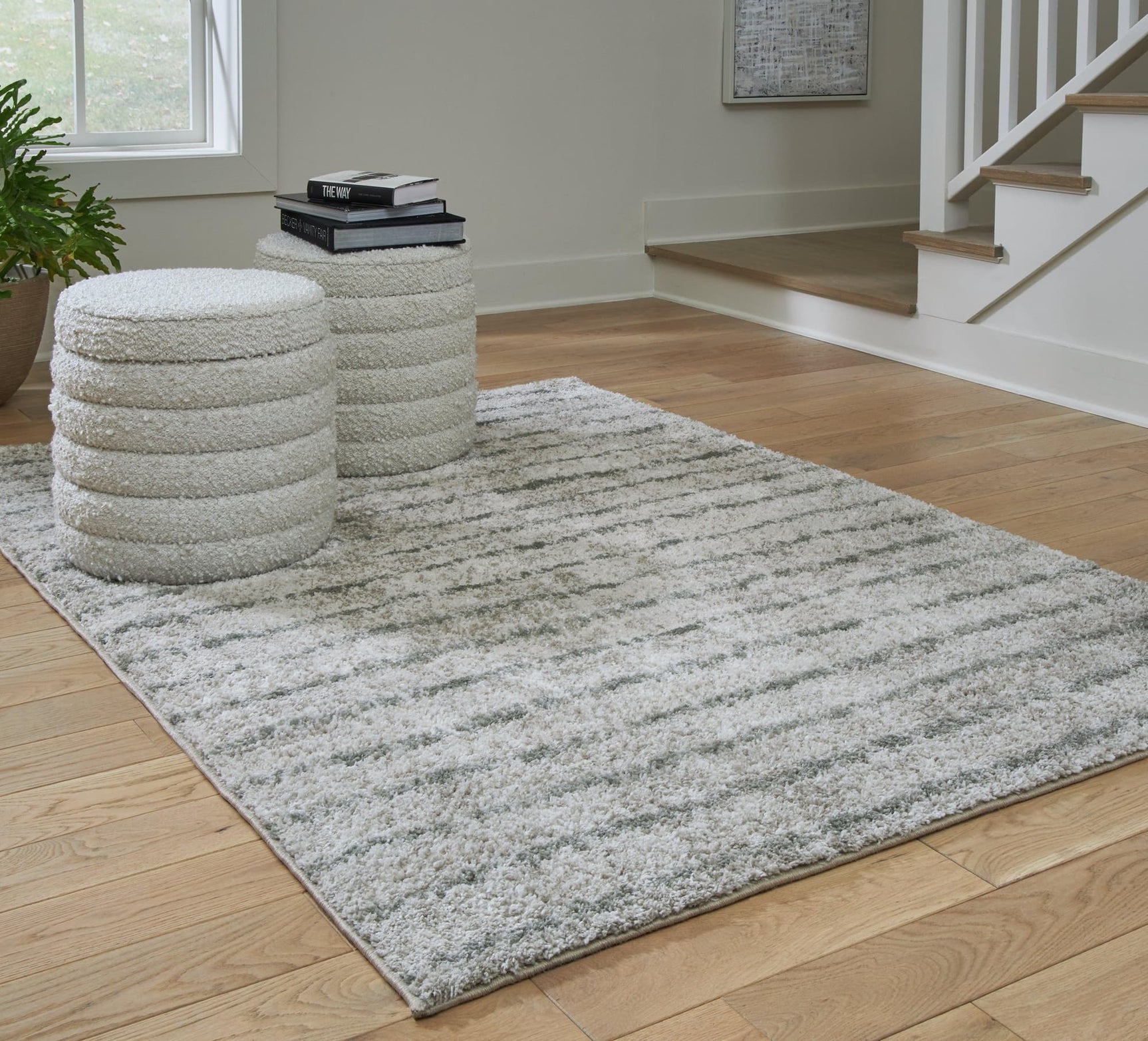 Laddway Cream/Green Medium Rug - Ella Furniture