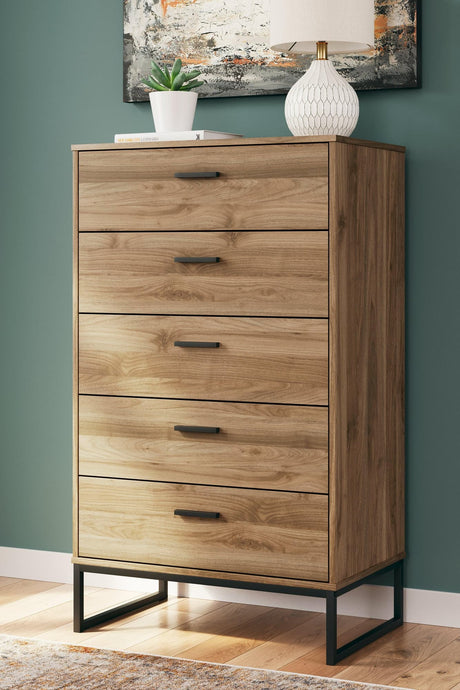 Deanlow Honey Chest of Drawers - Ella Furniture