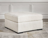 Chessington Ivory Chenille Oversized Accent Ottoman - Ella Furniture