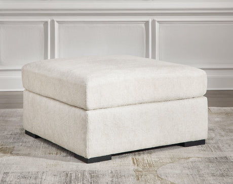 Chessington Ivory Chenille Oversized Accent Ottoman - Ella Furniture