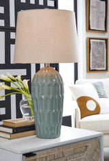 Hadbury Pale Blue/Teal Table Lamp (Set of 2) - Ella Furniture
