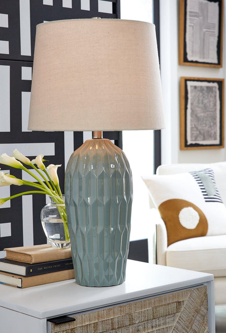Hadbury Pale Blue/Teal Table Lamp (Set of 2) - Ella Furniture