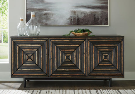 Fair Ridge Distressed Black Accent Cabinet - Ella Furniture