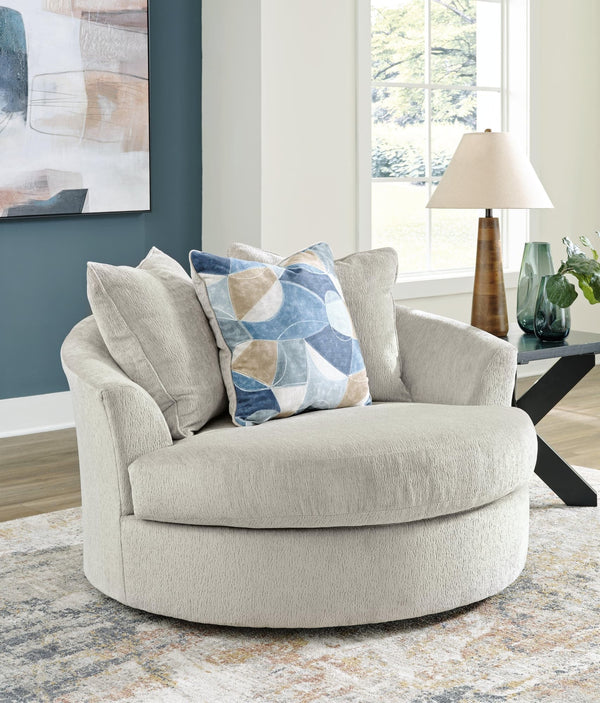 Maxon Place Stone Oversized Swivel Accent Chair - Ella Furniture