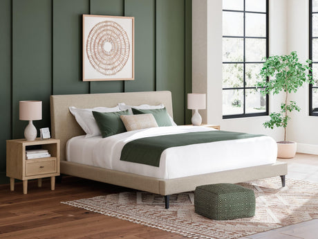 Cielden Soft Gray King Upholstered Bed with Roll Slats - Ella Furniture
