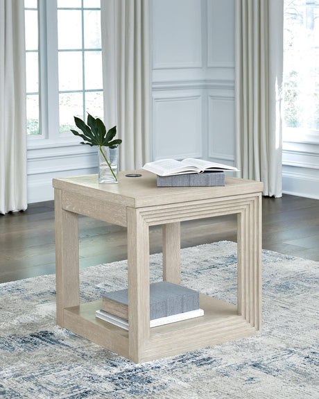 Marxhart Bisque End Table - Ella Furniture