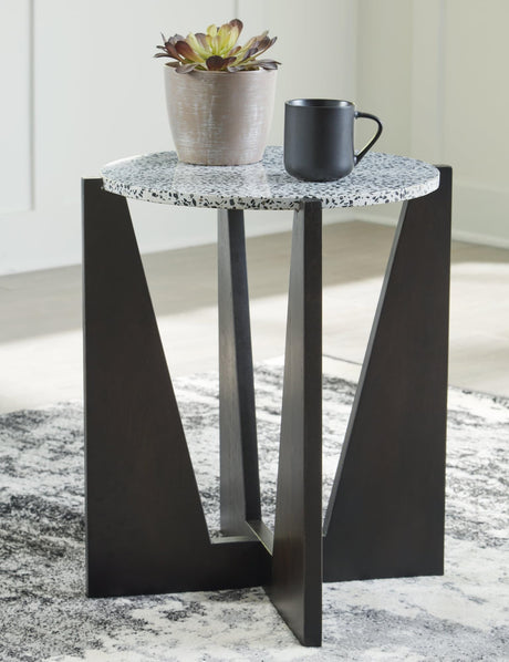 Tellrich Black/White Accent Table - Ella Furniture