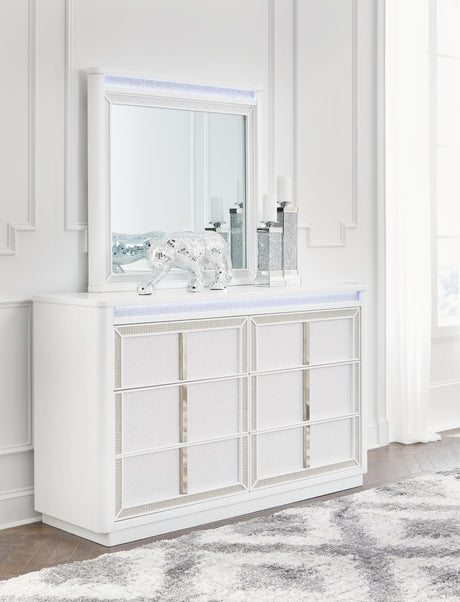 Chalanna White Dresser and Mirror - Ella Furniture