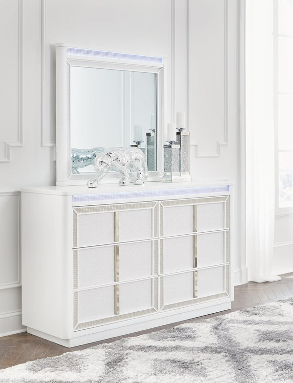 Chalanna White Dresser and Mirror - Ella Furniture