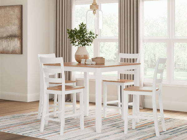 Gesthaven Natural/White Counter Height Dining Table and 4 Barstools (Set of 5) - Ella Furniture