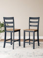 Gesthaven Natural/Blue Counter Height Barstool - Ella Furniture