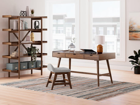 Lyncott Brown Home Office Desk With Chair And Storage
