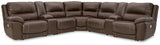Dunleith Chocolate Leather 7-Piece Power Reclining Sectional - Ella Furniture