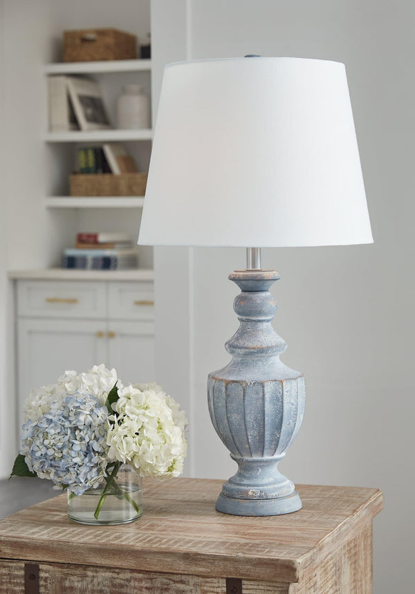 Cylerick Antique Blue 2-Piece Table Lamp Set - Ella Furniture