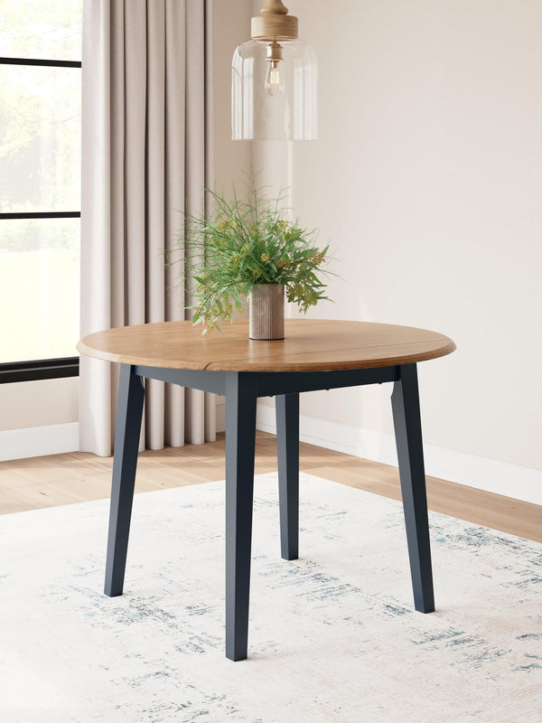 Gesthaven Natural/Blue Dining Drop Leaf Table - Ella Furniture