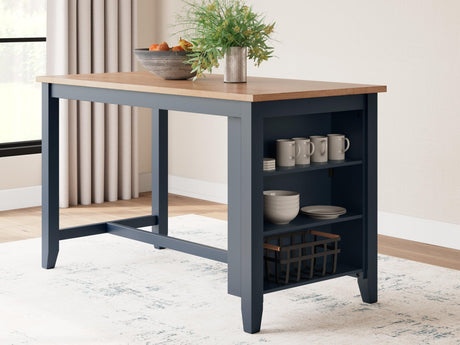 Gesthaven Natural/Blue Counter Height Dining Table - Ella Furniture