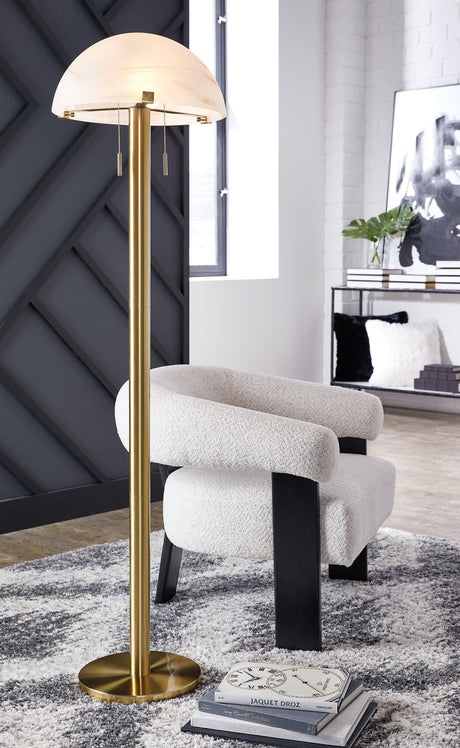 Tobbinsen Brass Finish Floor Lamp - Ella Furniture