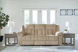 Tip-Off Wheat Chenille Power Reclining Sofa - Ella Furniture