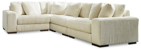 Lindyn Ivory Velvet 4-Piece Sectional - Ella Furniture