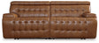 Temmpton Chocolate Leather 2-Piece Power Reclining Sectional Loveseat - Ella Furniture