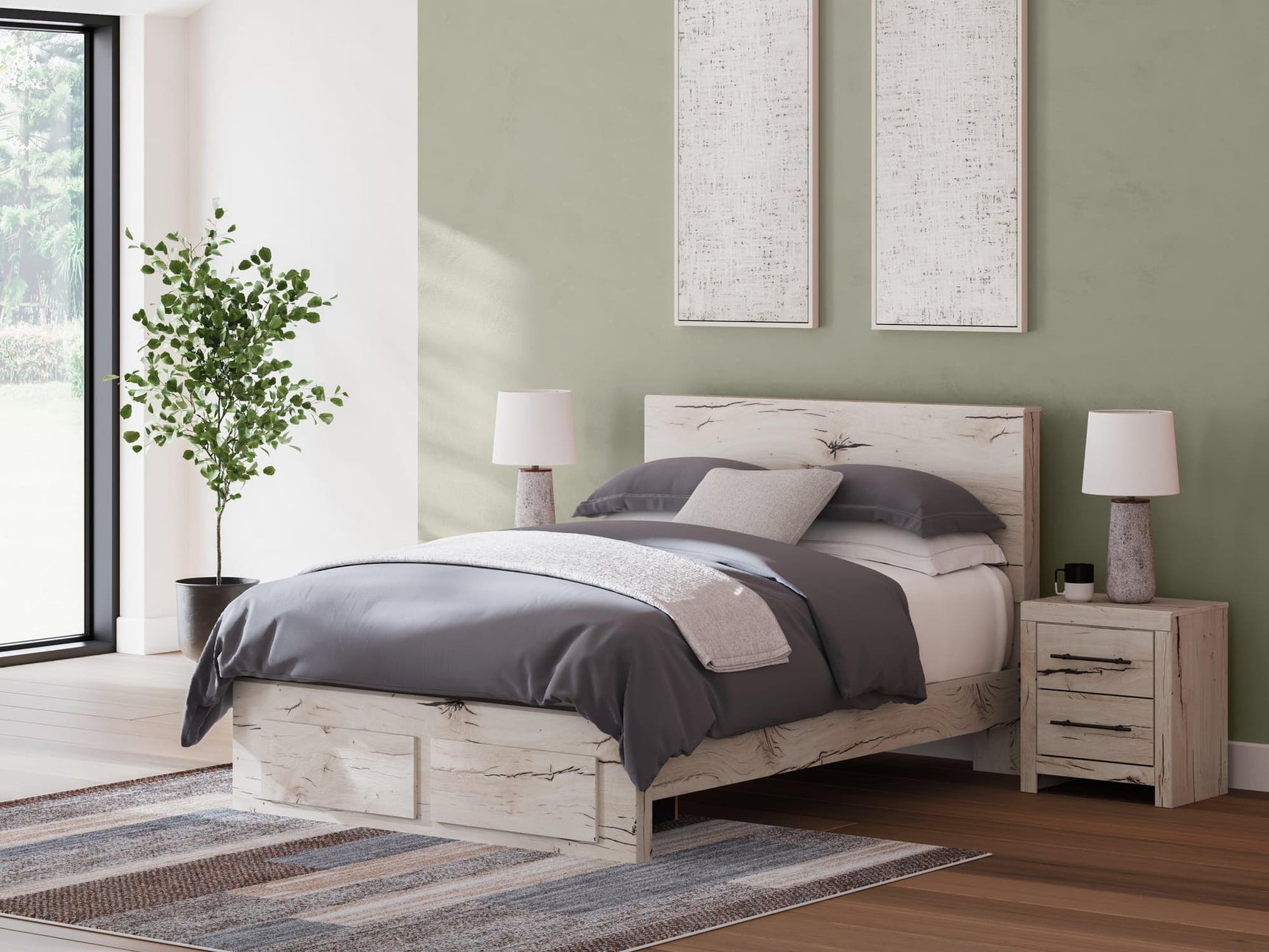 Lawroy Light Natural Queen Panel Storage Bed