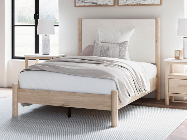 Cadmori Two-tone Full Upholstered Panel Bed - Ella Furniture