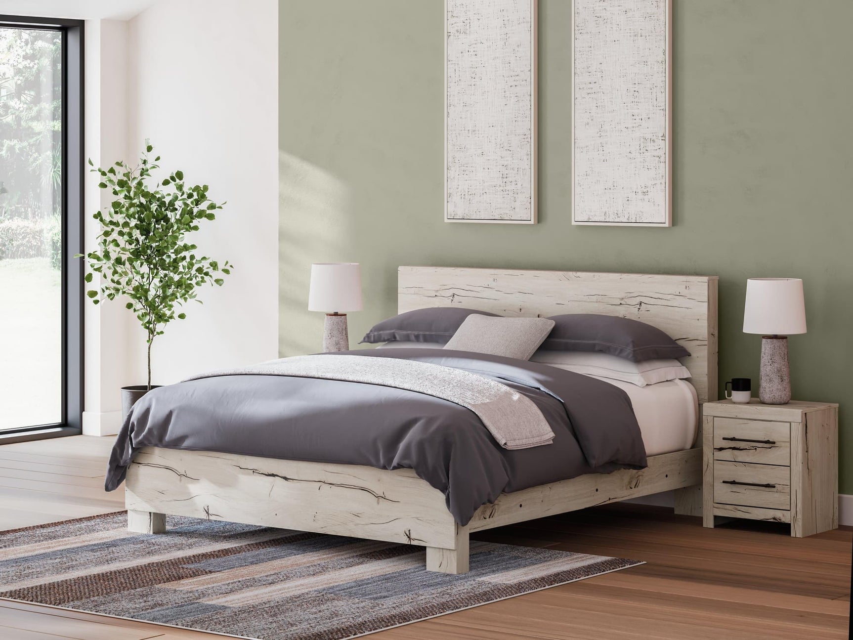 Lawroy Light Natural King Panel Bed - Ella Furniture