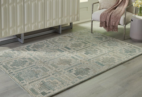 Jossland Green/Ivory Medium Rug - Ella Furniture