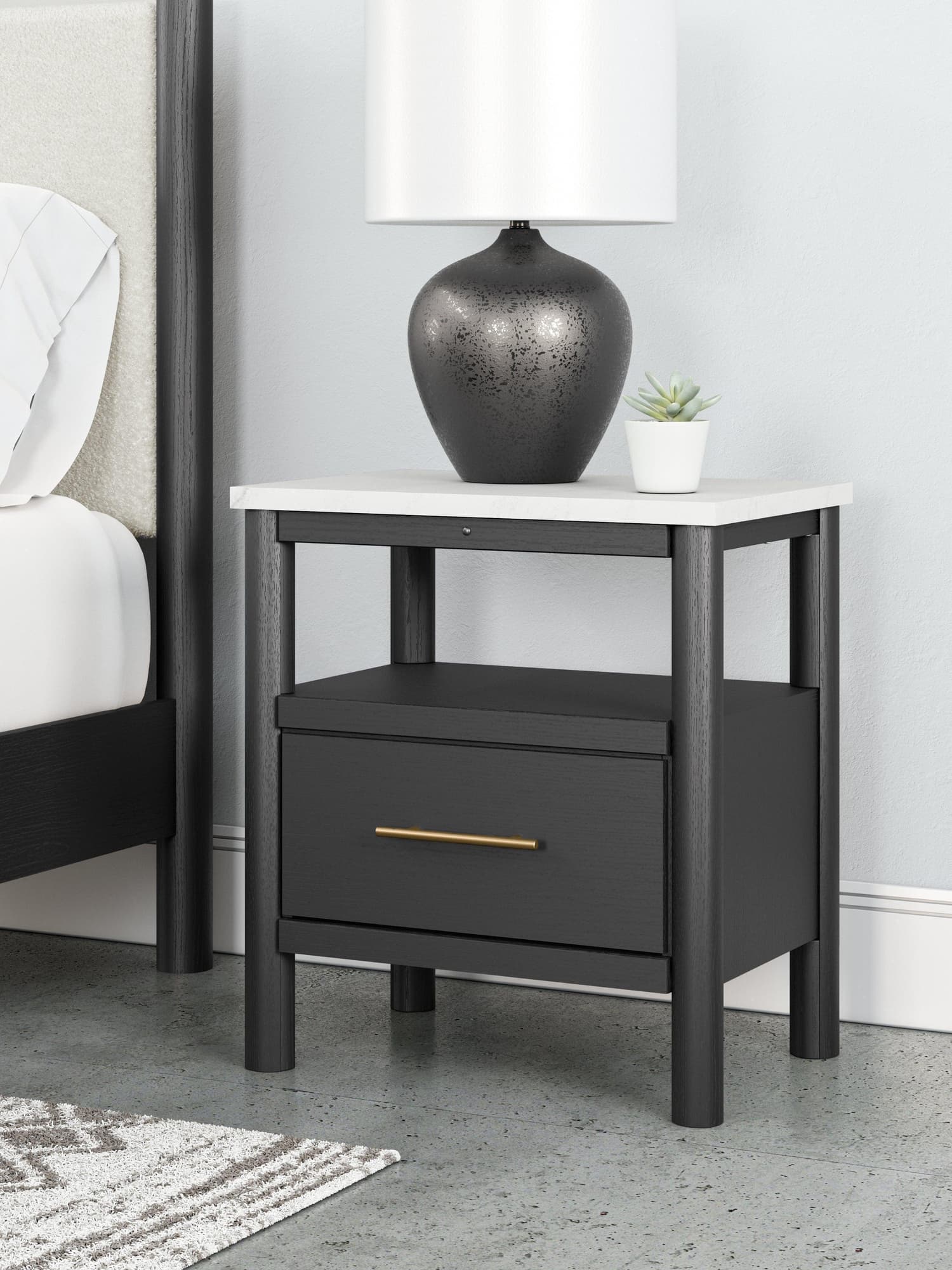 Cadmori Black White Nightstand