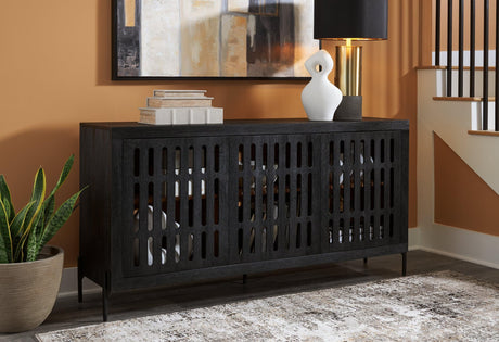 Vallisburg Black Natural Accent Cabinet