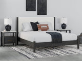 Cadmori Black White King Upholstered Panel Bed