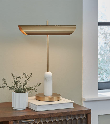 Rowleigh Gold Finish/White Desk Lamp