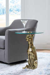 Vallain Antique Gold Finish Accent Table
