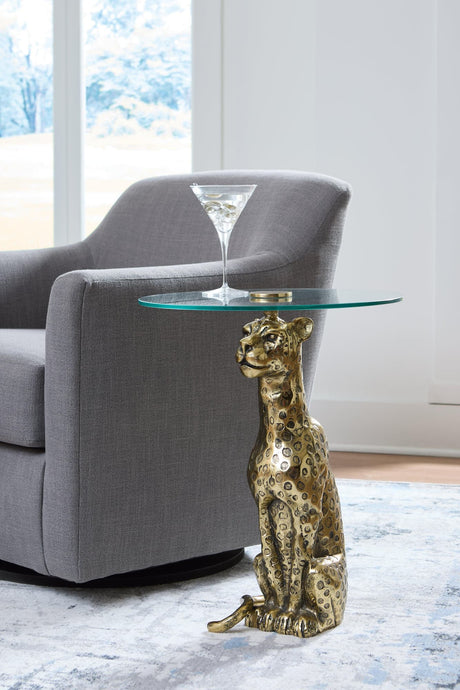 Vallain Antique Gold Finish Accent Table