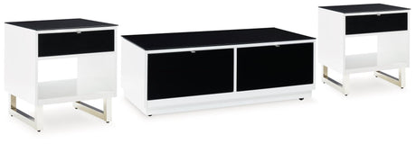 Gardoni White/Black Coffee Table with 2 End Tables