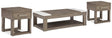Loyaska Grayish Brown/White Coffee Table with 2 End Tables