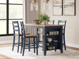 Gesthaven Natural/Blue Counter Height Dining Table and 4 Barstools
