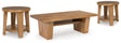 Kristiland Light Brown Coffee Table with 2 End Tables