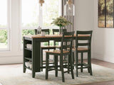 Gesthaven Natural/Green Counter Height Dining Table and 4 Barstools
