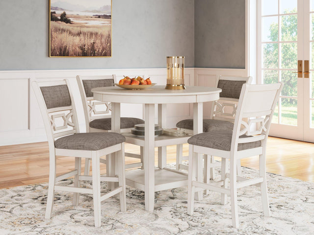 Erinberg Antique White Counter Height Dining Table and 4 Barstools (Set of 5)
