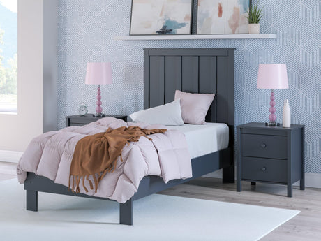 Simmenfort Navy Blue Twin Platform Bed