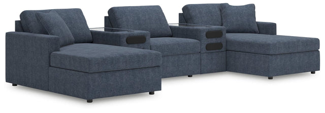 Modmax Ink Performance Fabric,Next-Gen Nuvella™ 5-Piece Double Chaise with Audio Consoles